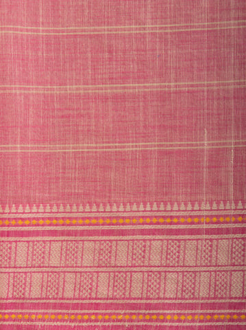 Venkatagiri Cotton saree in Rani pink with woven checks