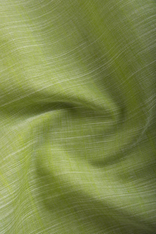 Alikam Khadi Cotton saree  in lime green with white slub texture.