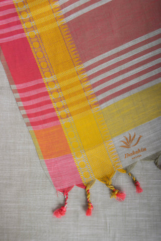 Cloud Grey with white slub effect Mangalagiri cotton saree