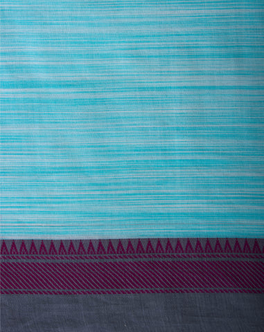 Neon blue with white slub ikkat effect cotton saree