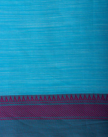 Neon blue with white slub ikkat effect cotton saree