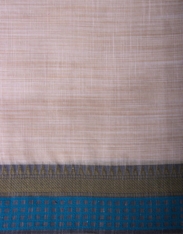 Alikam Khadi Cotton saree in Ice Blue with white slub texture