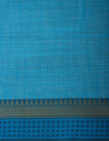 Alikam Khadi Cotton saree in Ice Blue with white slub texture