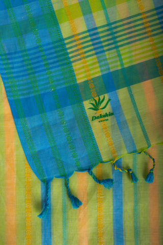 Chettinadu Cotton saree  in shades of lavender with horizontal stripes.