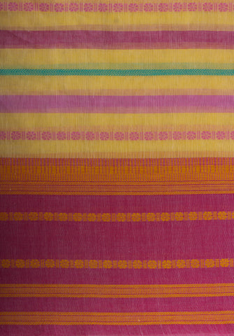 Chettinadu Cotton saree  in shades of lavender with horizontal stripes.