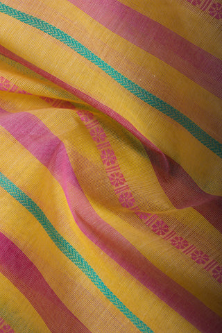 Chettinadu Cotton saree  in shades of lavender with horizontal stripes.