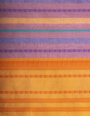 Chettinadu Cotton saree  in shades of lavender with horizontal stripes.