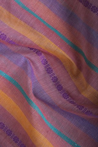 Chettinadu Cotton saree  in shades of lavender with horizontal stripes.