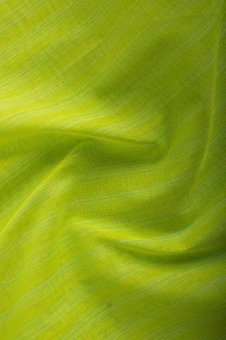 Chettinadu Cotton saree  in parrot green with thin horizontal stripes