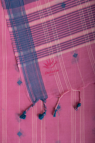 Venkatagiri Cotton saree in Grape Purple with hand woven lines and buttas