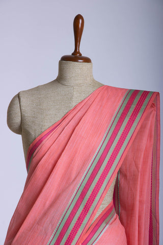 Alikam Khadi cotton plain saree in sky Blue slub textured weave