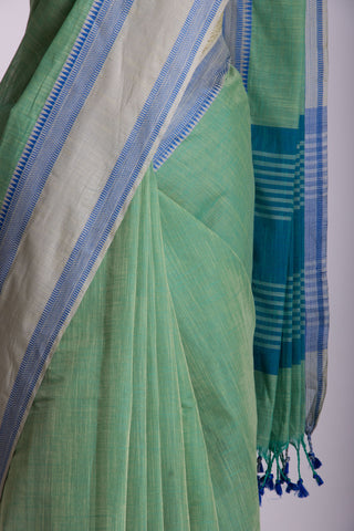 Alikam Khadi cotton plain saree in Lavender slub textured weave.