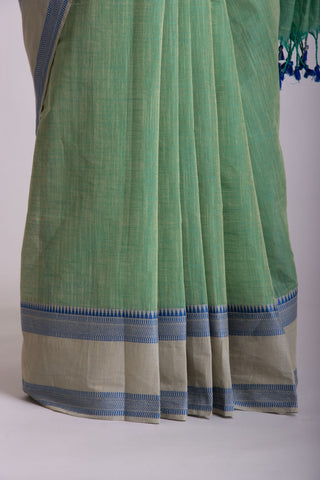 Alikam Khadi cotton plain saree in Lavender slub textured weave.