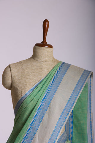 Alikam Khadi cotton plain saree in Lavender slub textured weave.