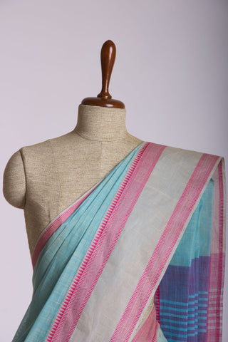 Alikam Khadi cotton plain saree in Lavender slub textured weave.