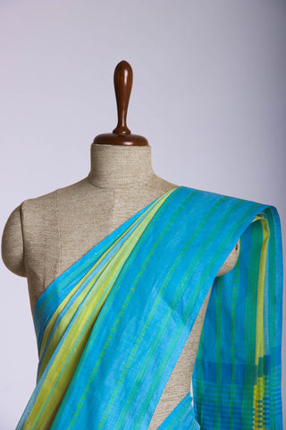 Chettinadu Cotton saree  in shades of lavender with horizontal stripes.