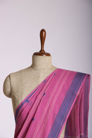 Venkatagiri Cotton saree in Grape Purple with hand woven lines and buttas