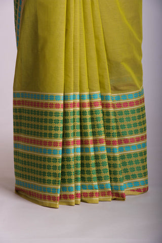 Chettinadu Cotton saree  in sea green with slub texture