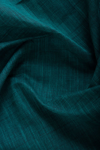 Alikam Khadi cotton plain saree in Midnight Green slub textured weave.