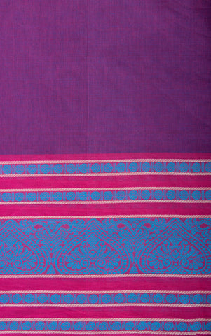 Kanchi Cotton saree with Plum Burgundy colour with Floral Print