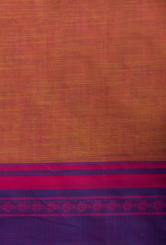 Kanchi Cotton saree in bright pink color with floral print.