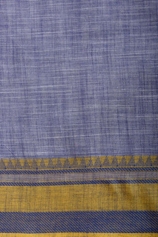 Alikam Khadi cotton saree in baby blue with lotus buds design hand embroidered.