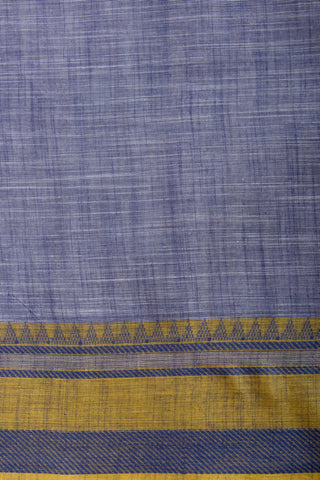 Alikam Khadi cotton saree in baby blue with lotus buds design hand embroidered.