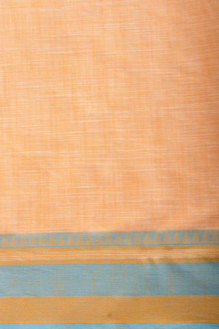 Alikam Khadi cotton saree in baby blue with lotus buds design hand embroidered.