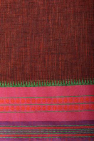 Alikam Khadi cotton plain saree in Midnight Green slub textured weave.