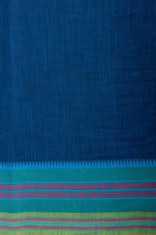 Alikam Khadi cotton plain saree in Midnight Green slub textured weave.