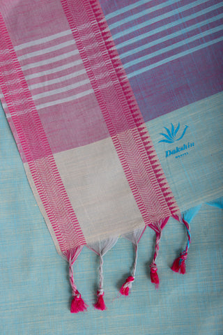 Alikam Khadi cotton plain saree in Lavender slub textured weave.