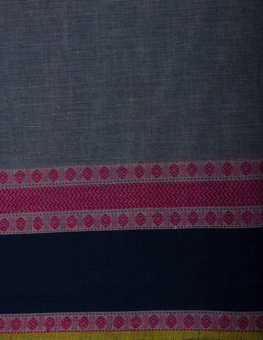 Chettinadu cotton saree in French pink with floral jaal handprint.