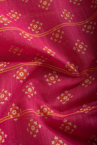 Chettinadu cotton saree in Brick Pink with Floral Art pattern handprint