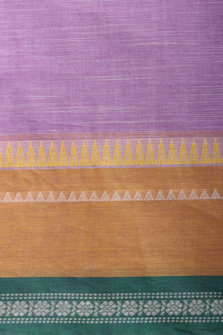 Alikam Khadi cotton plain saree in Lavender and white slub texture.