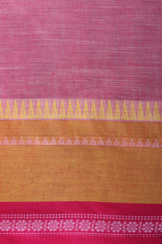 Alikam Khadi cotton plain saree in Lavender and white slub texture.