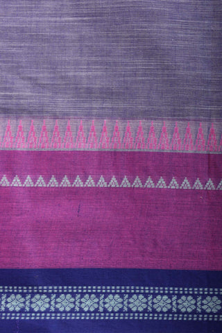 Alikam Khadi cotton plain saree in Lavender and white slub texture.